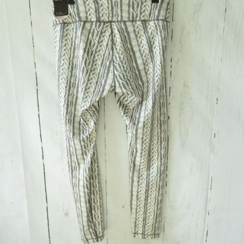 New Calia Carrie Underwood Tight Fit Leggings L Large Gray Cable Print - Picture 2 of 9